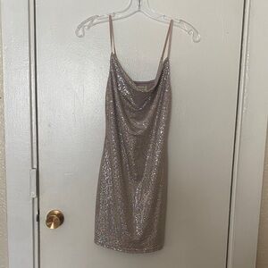 Dazzling Silver Sequin Mini Dress